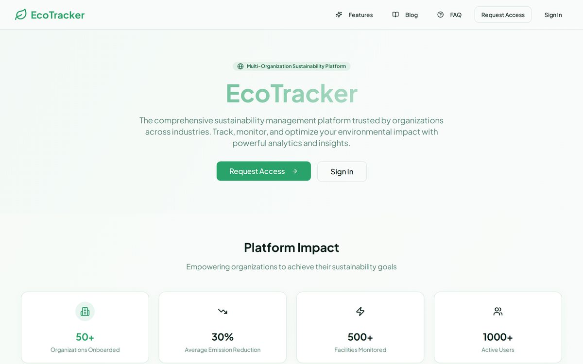EcoTracker sustainability dashboard preview